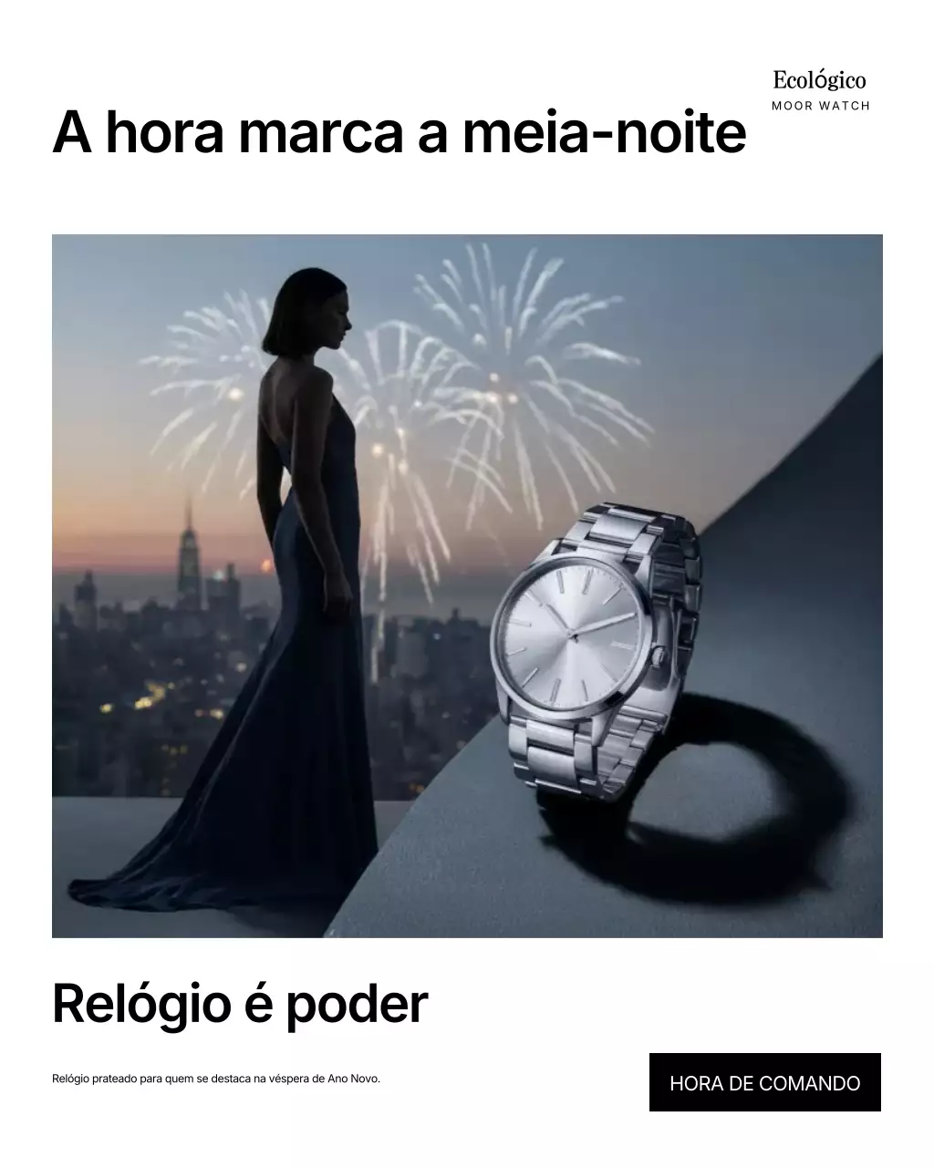 Publicação no Instagram de anúncio de relógio de luxo prateado
