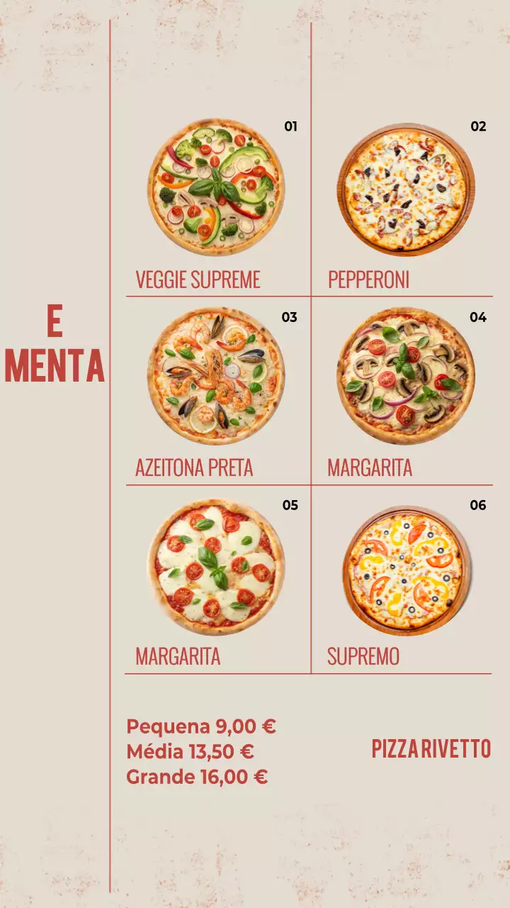 História do Instagram do cardápio da Red Modern Pizza