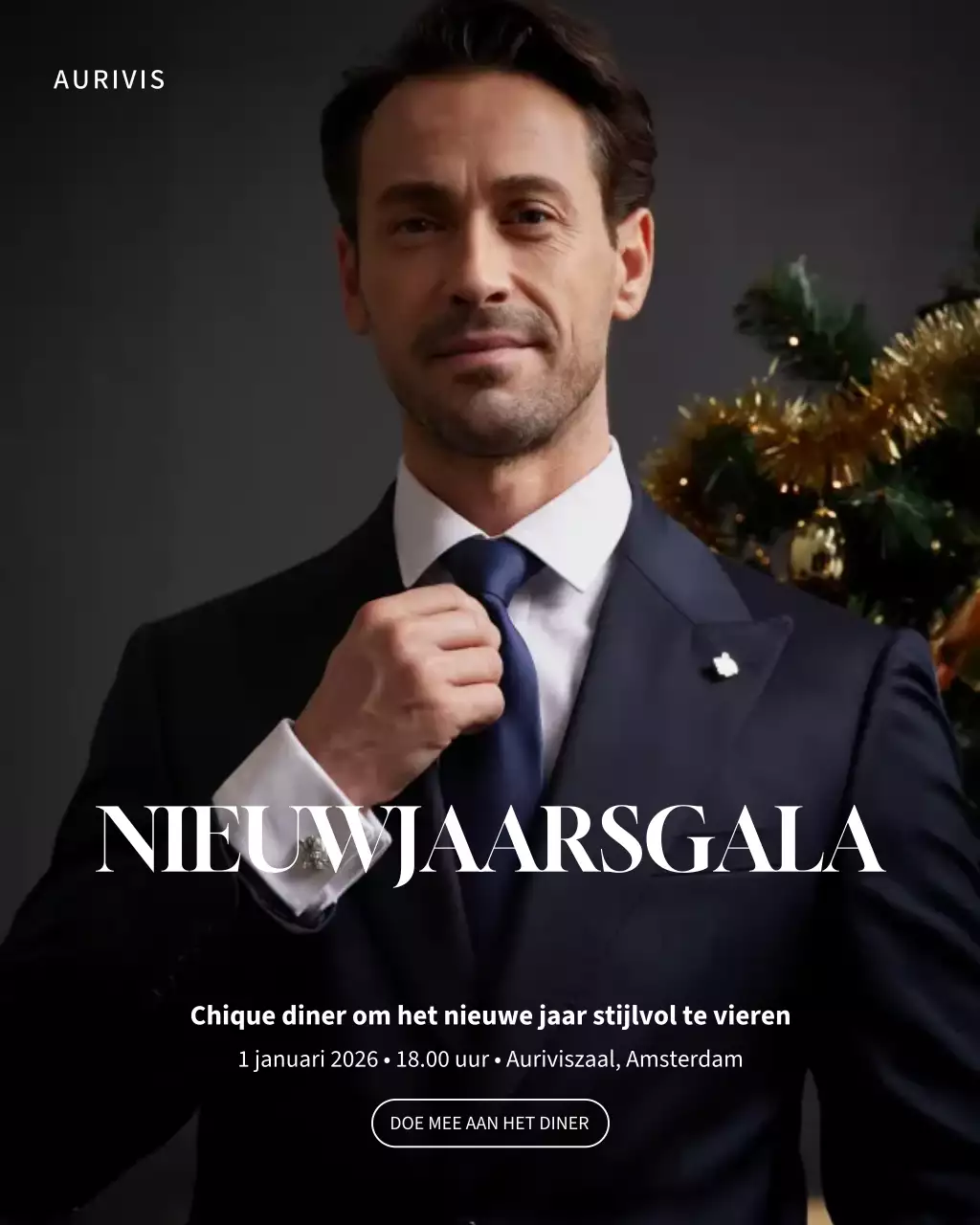 Instagram-bericht met uitnodiging voor een elegant diner in de marine