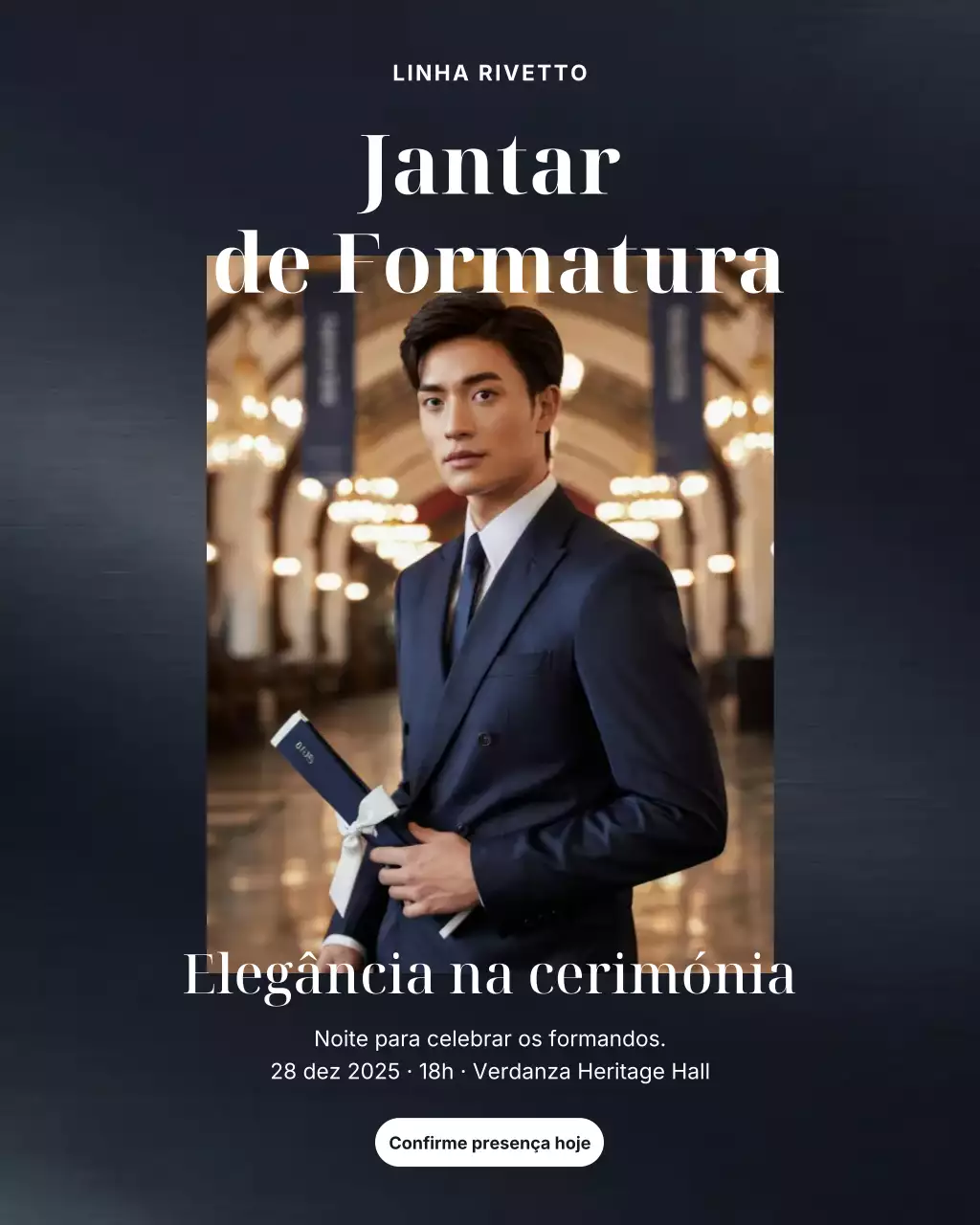 Convite elegante para formatura da Marinha no Instagram