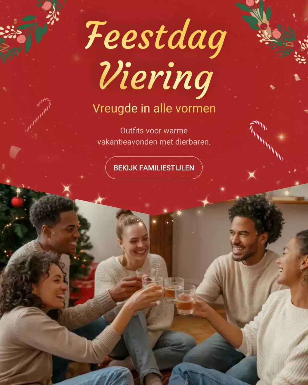 Rode feestelijke familiepromotie Instagram-bericht