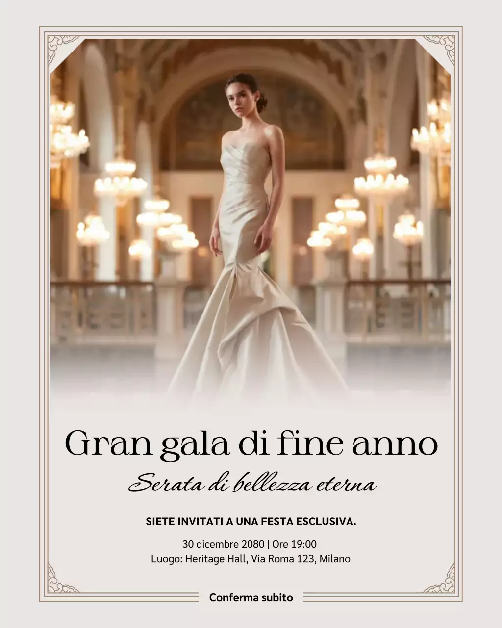 Post Instagram per invito di gala elegante beige