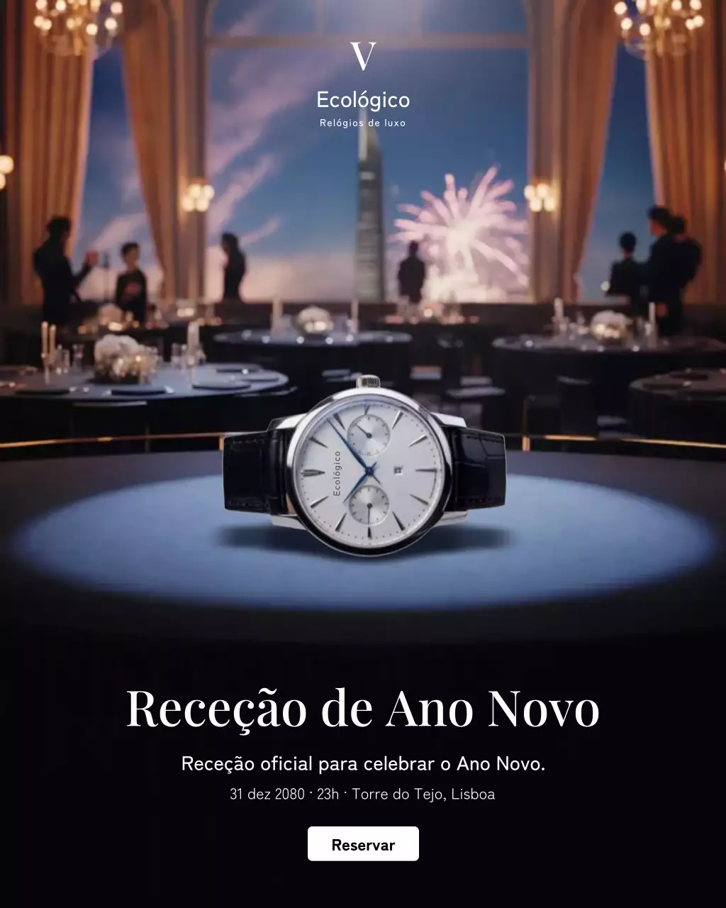 Postagem promocional do relógio de luxo preto no Instagram