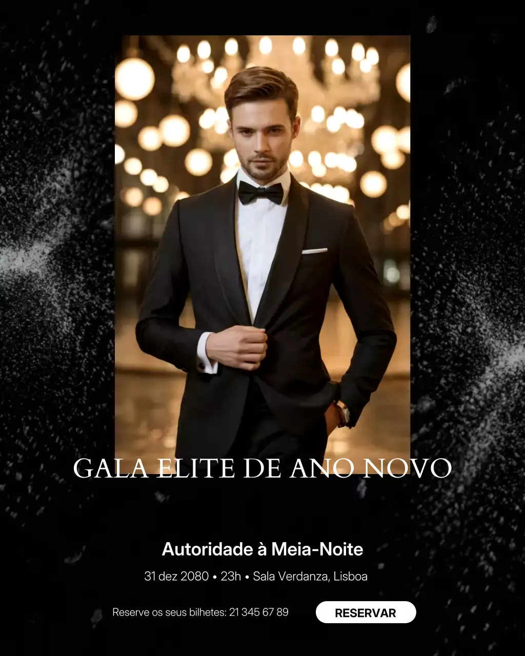 Convite para Gala Elegante em Preto no Instagram
