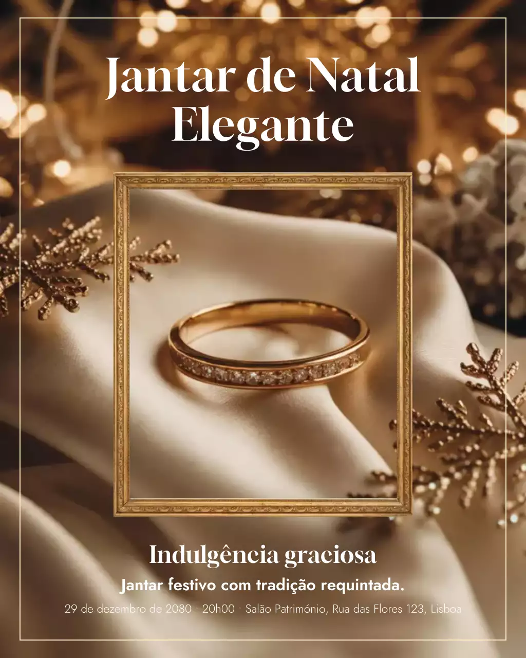Convite elegante dourado para festa no Instagram