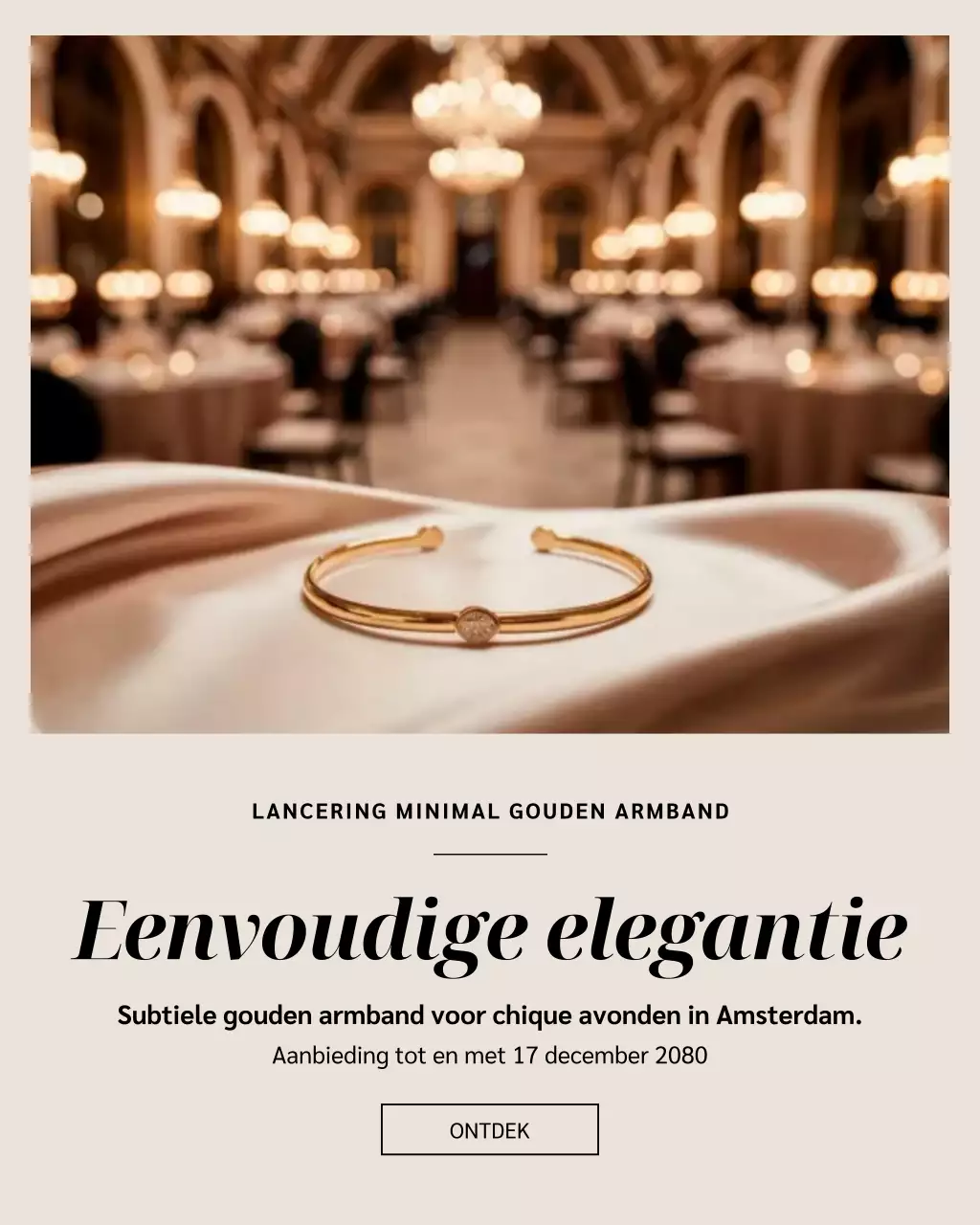 Instagram-bericht over de promotie van een elegante gouden armband