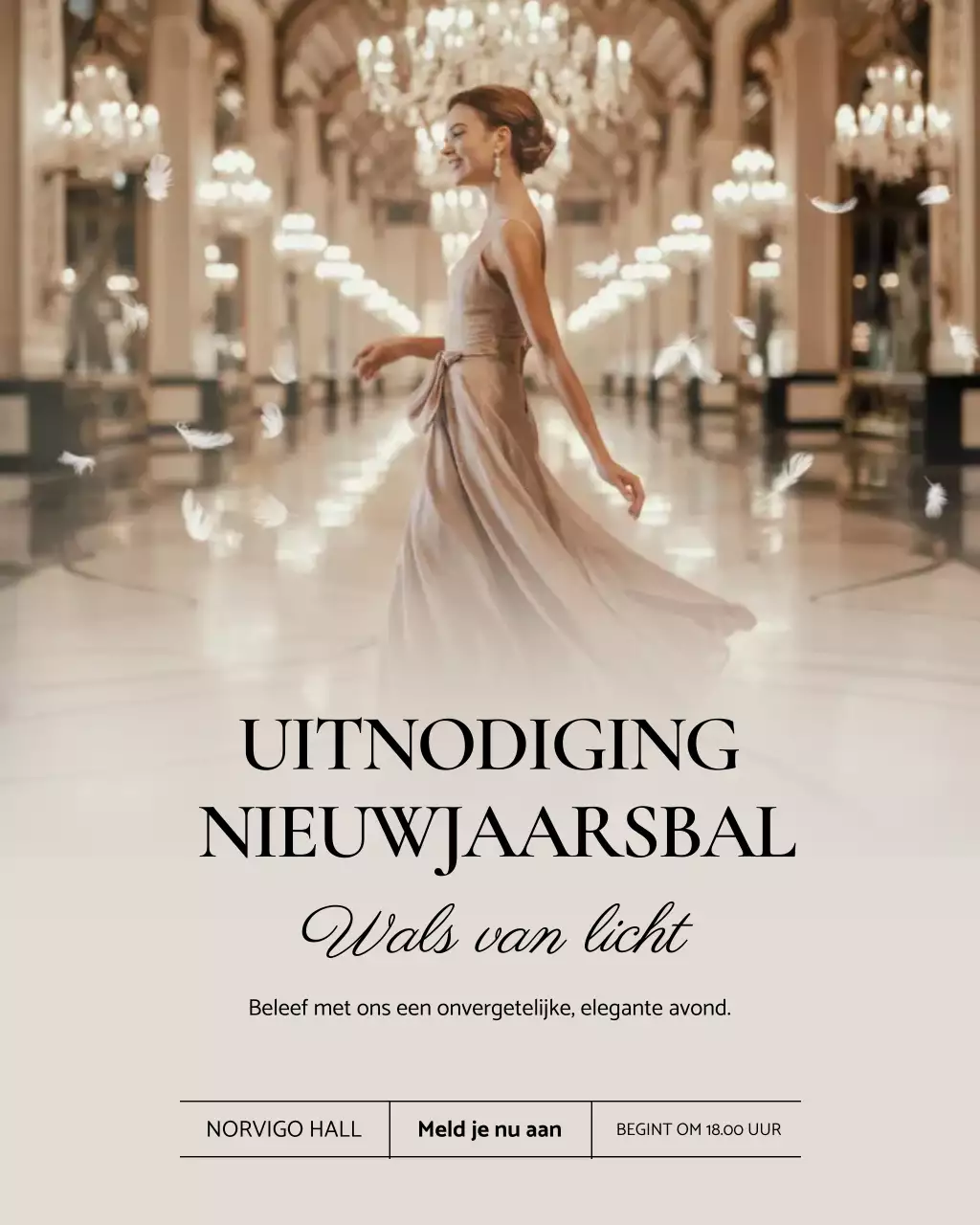 Beige elegante bal uitnodiging Instagram-bericht