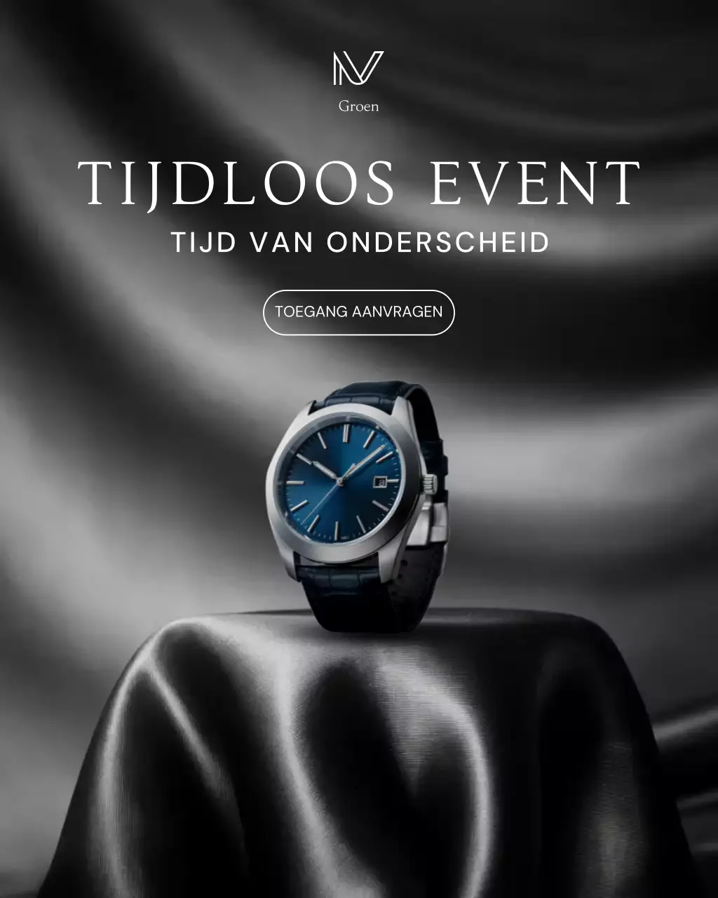 Advertentie voor een zwart elegant horloge op Instagram
