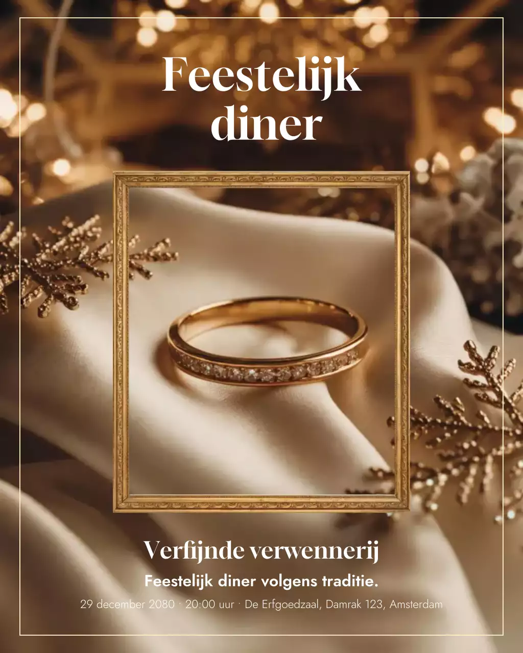 Gouden elegante vakantie-uitnodiging Instagram-bericht