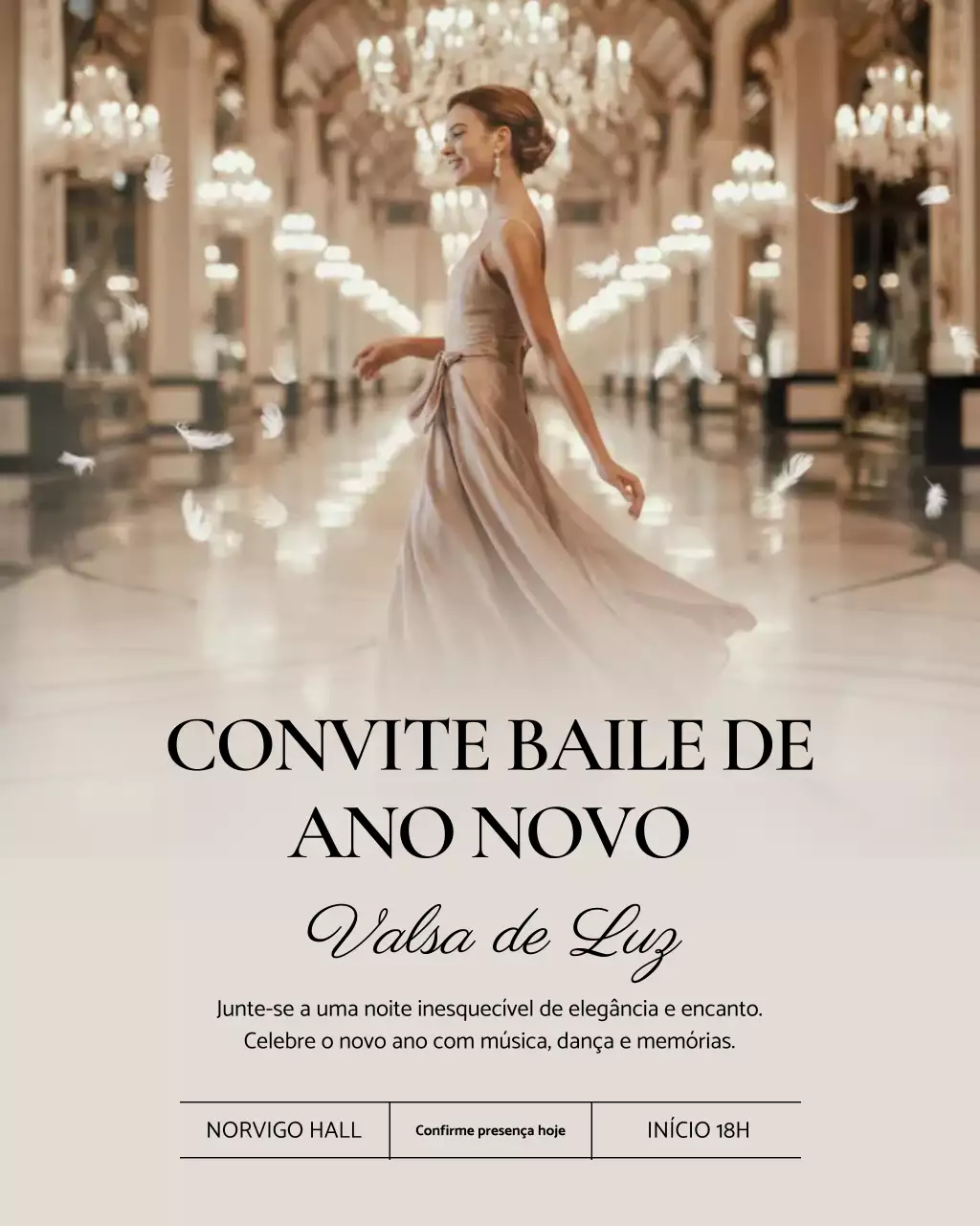 Convite para baile elegante bege no Instagram