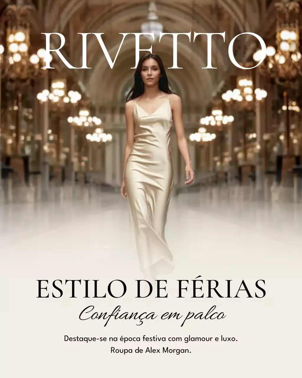 Publicidade de moda elegante dourada no Instagram