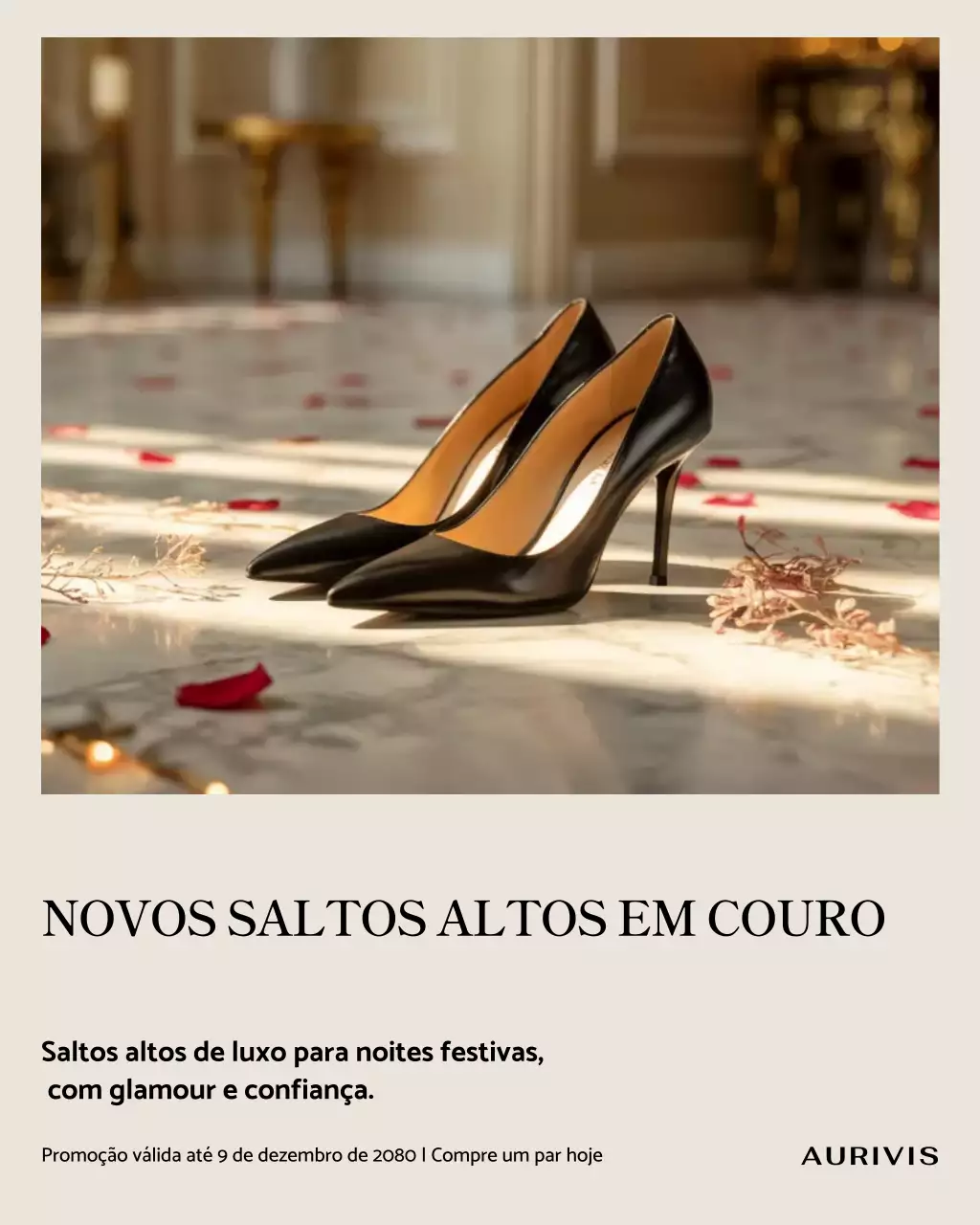 Publicação de calçados elegantes pretos no Instagram