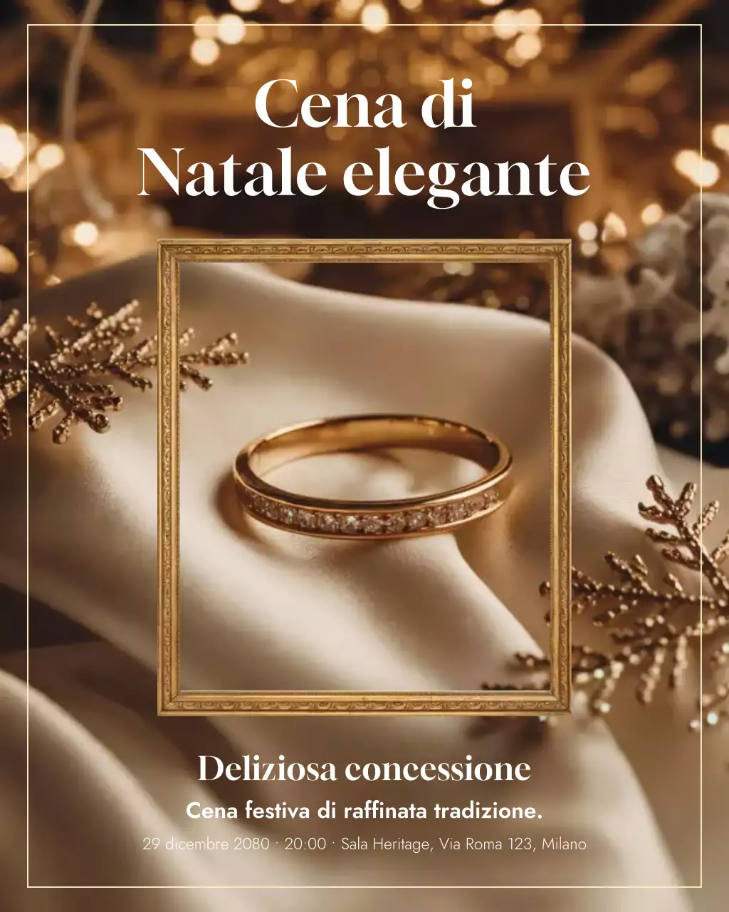 Post Instagram con invito elegante per le feste in oro