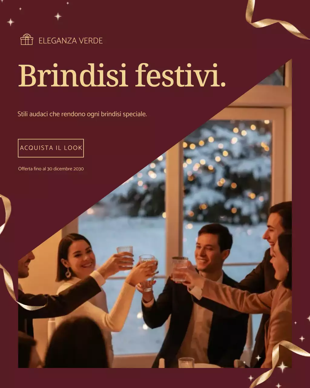 Post Instagram sulla promozione delle feste "Maroon Elegant"