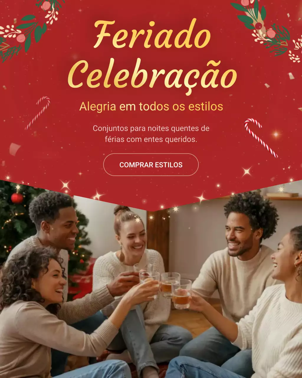 Postagem no Instagram de promoção da família festiva vermelha