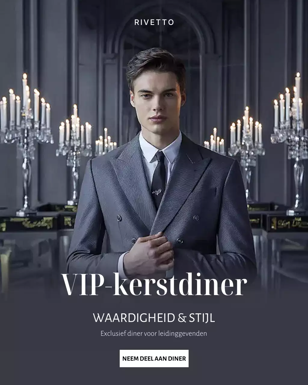 Instagram-bericht met uitnodiging voor een elegant diner in de marine