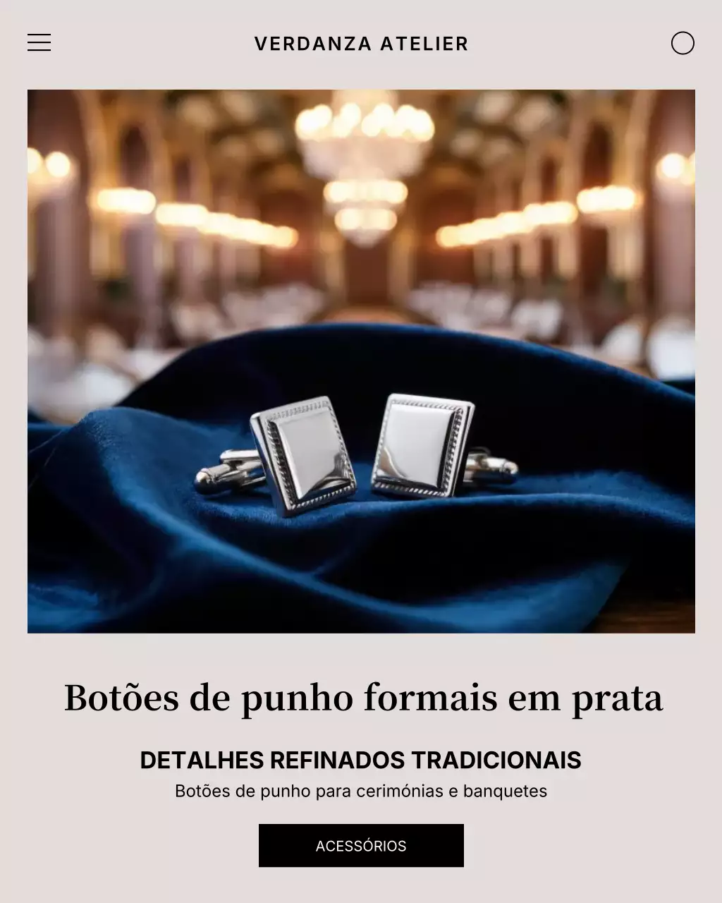 Publicidade de acessórios elegantes em prata no Instagram