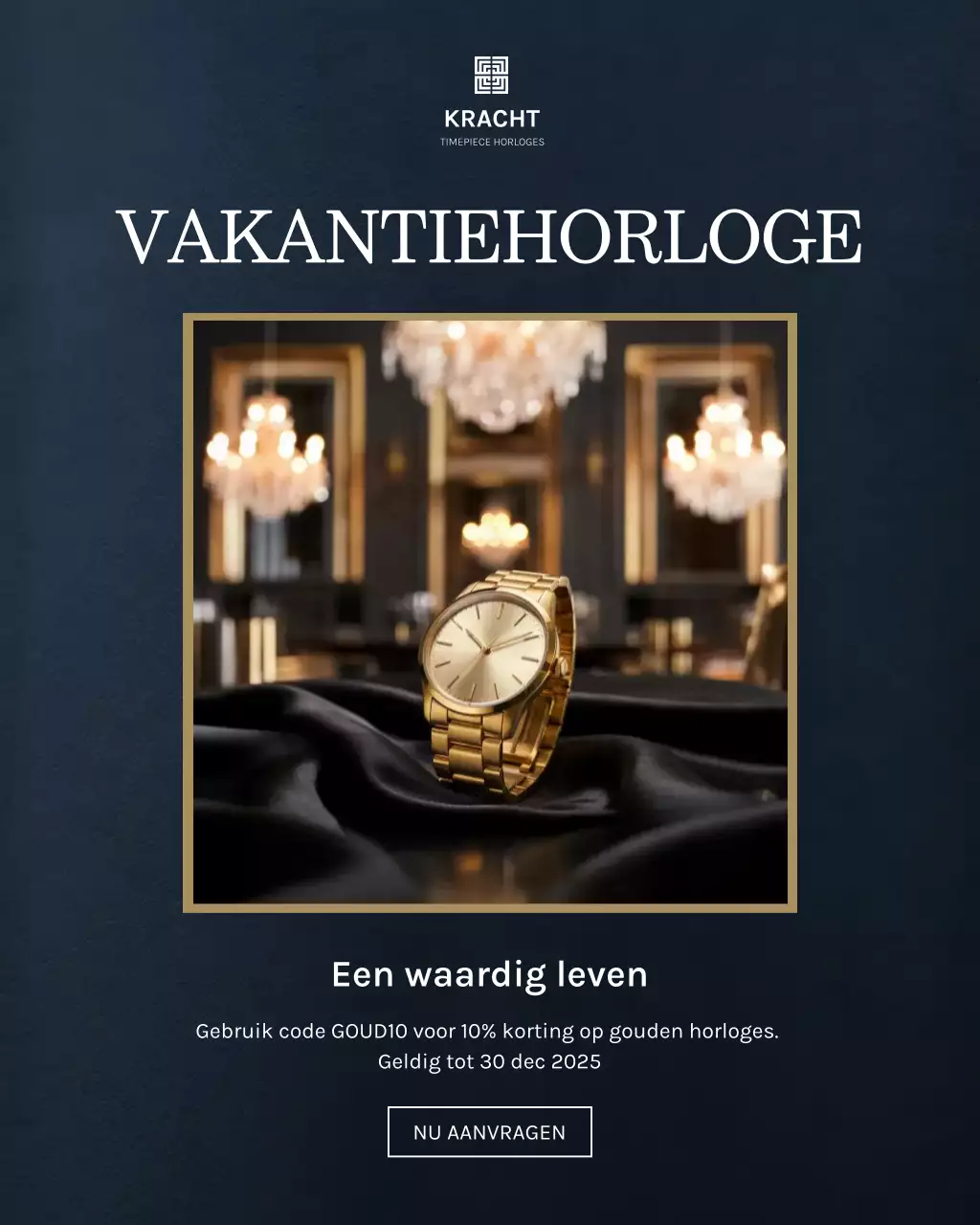 Instagram-bericht voor de promotie van een elegant horloge van goud