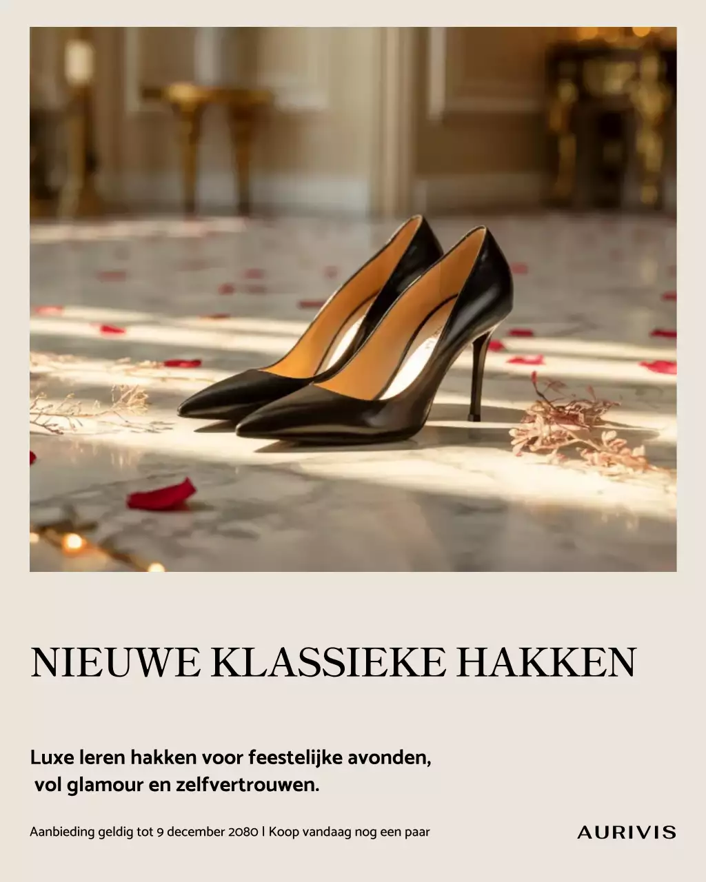 Advertentie voor zwarte elegante schoenen op Instagram