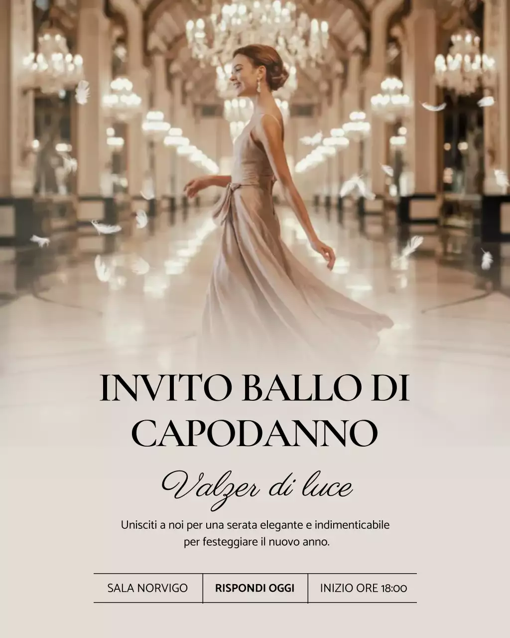 Post Instagram di invito a un ballo elegante beige