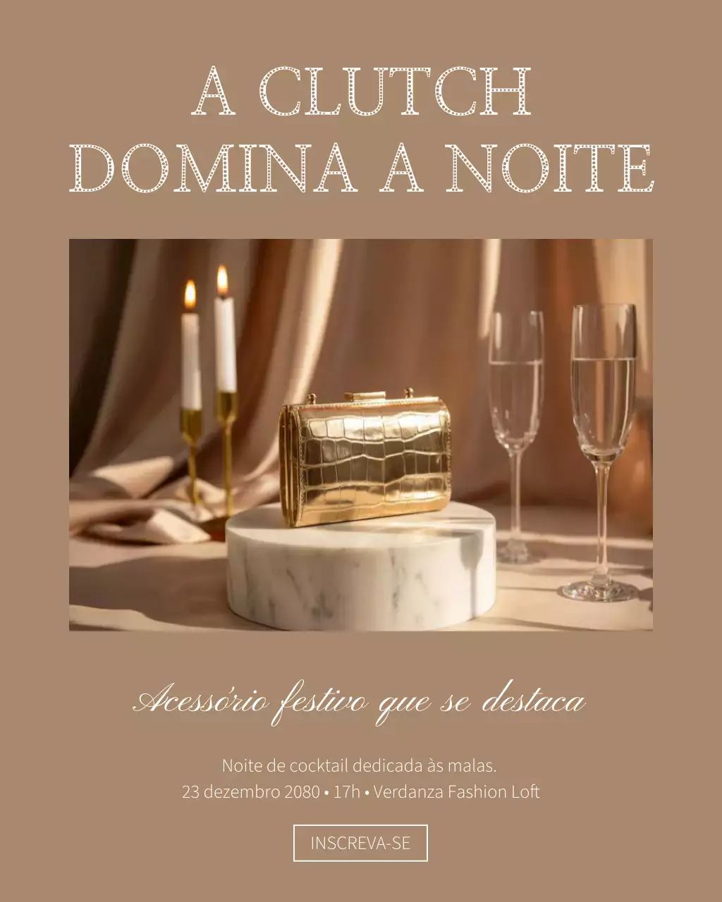 Convite elegante dourado para postagem no Instagram