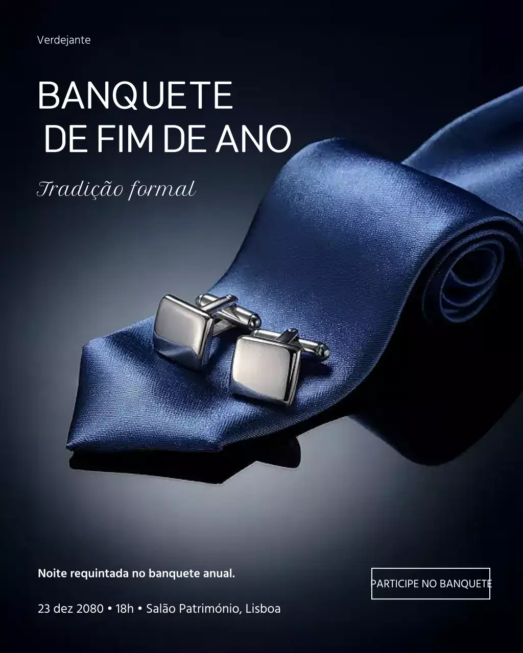 Convite elegante para banquete em azul no Instagram