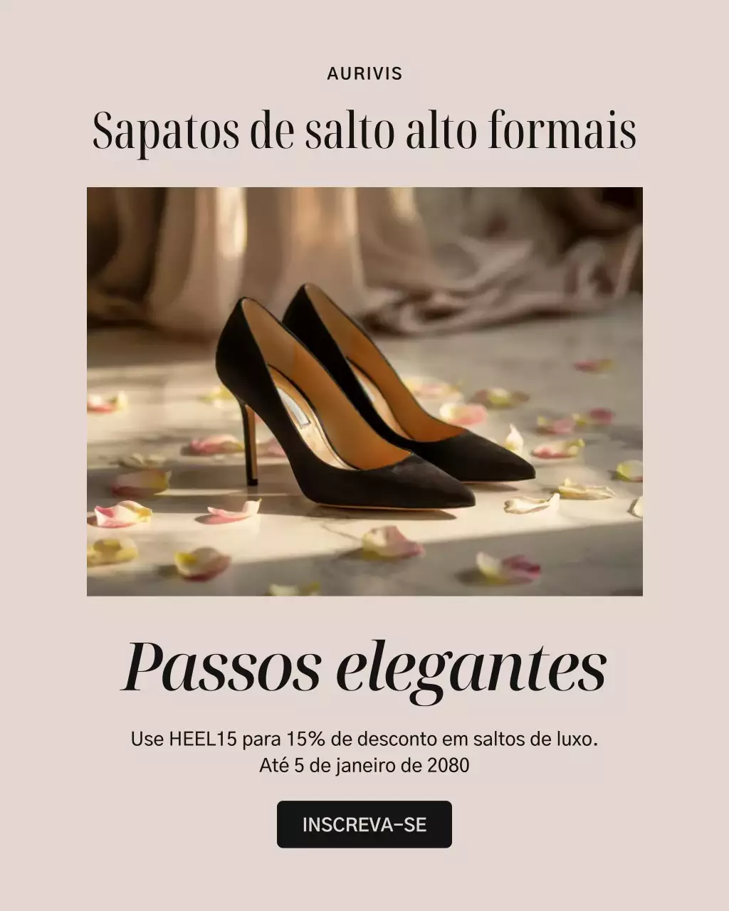 Postagem promocional do Instagram de saltos elegantes pretos