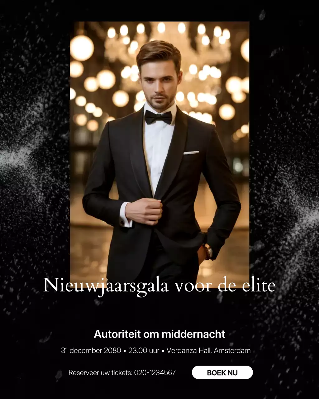 Instagram-bericht voor een zwarte, elegante gala-uitnodiging