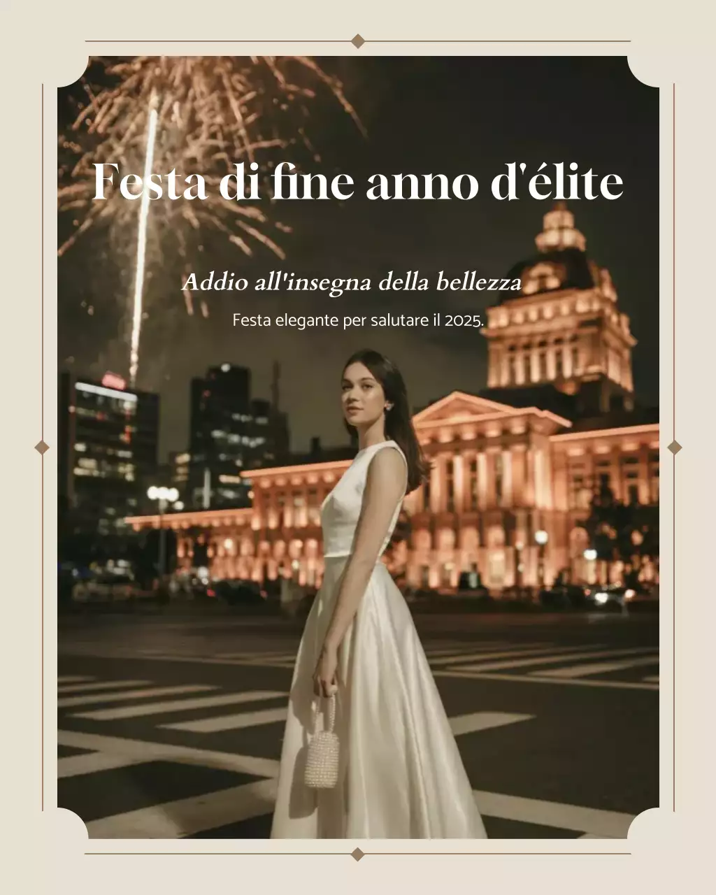 Post Instagram con invito elegante per festeggiamenti in beige