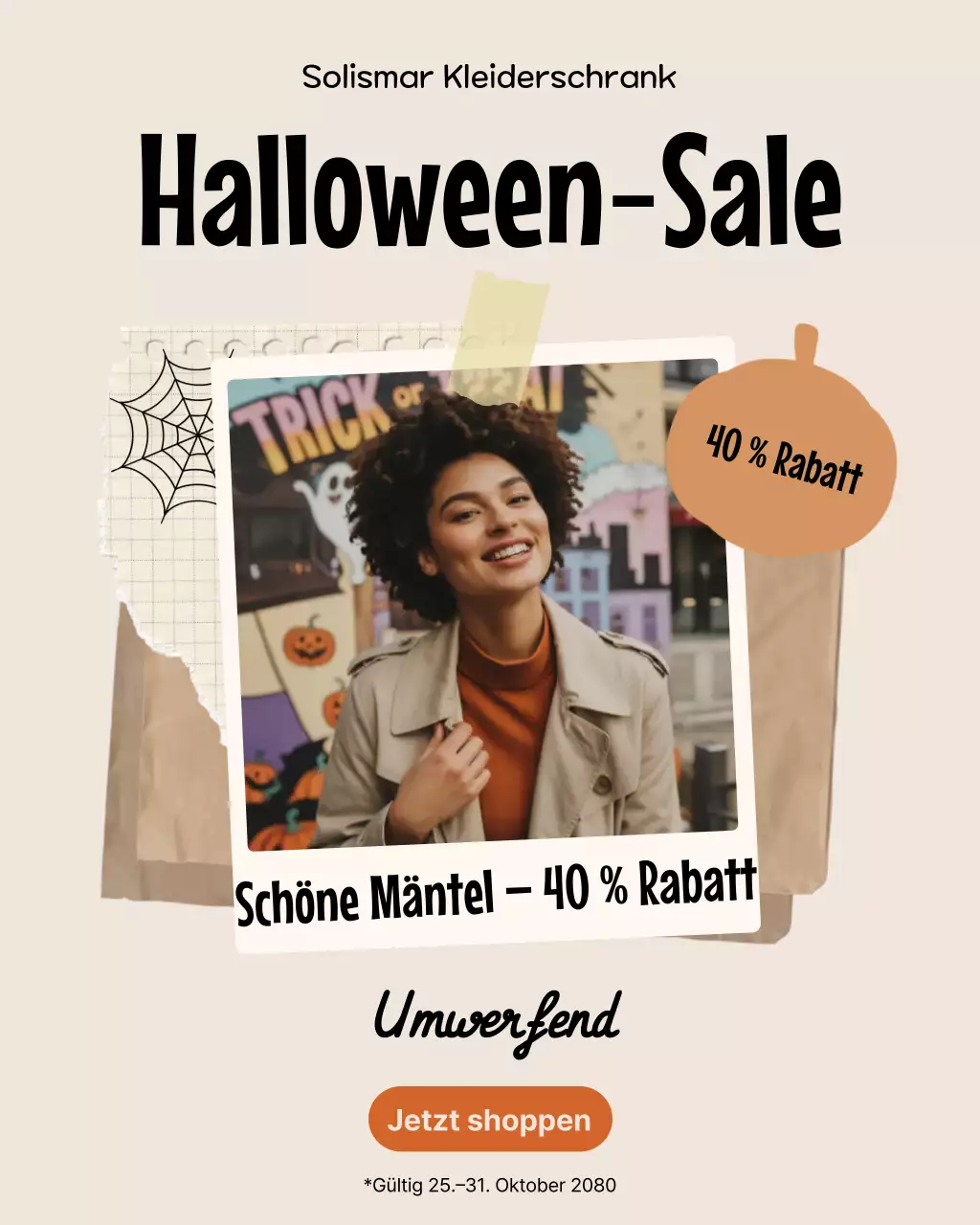 Beige Retro Halloween Sale Promotion Instagram Post