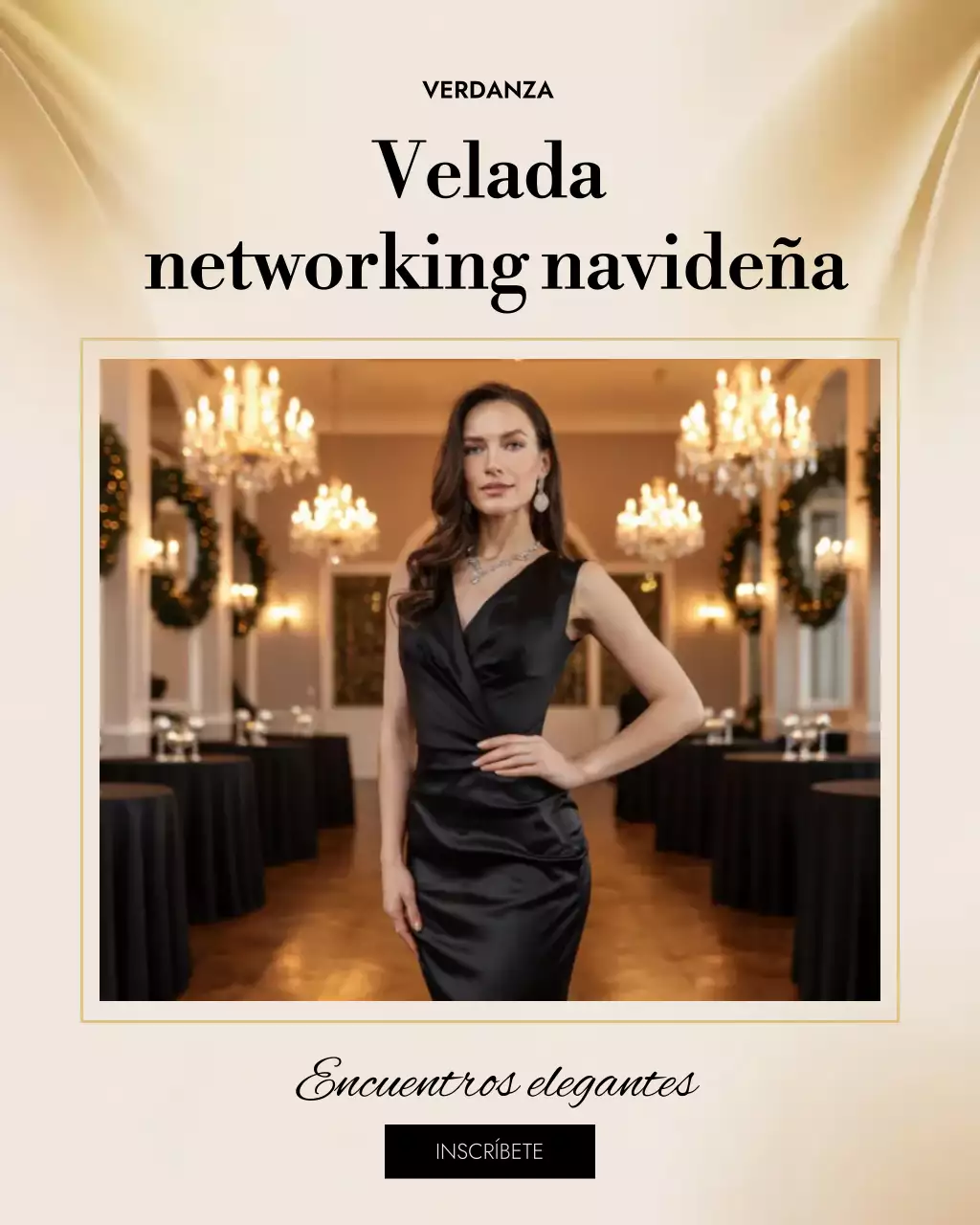 Invitación elegante de networking en negro para publicación en Instagram