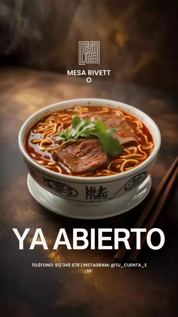 Historia de Instagram del anuncio de fideos tradicionales marrones