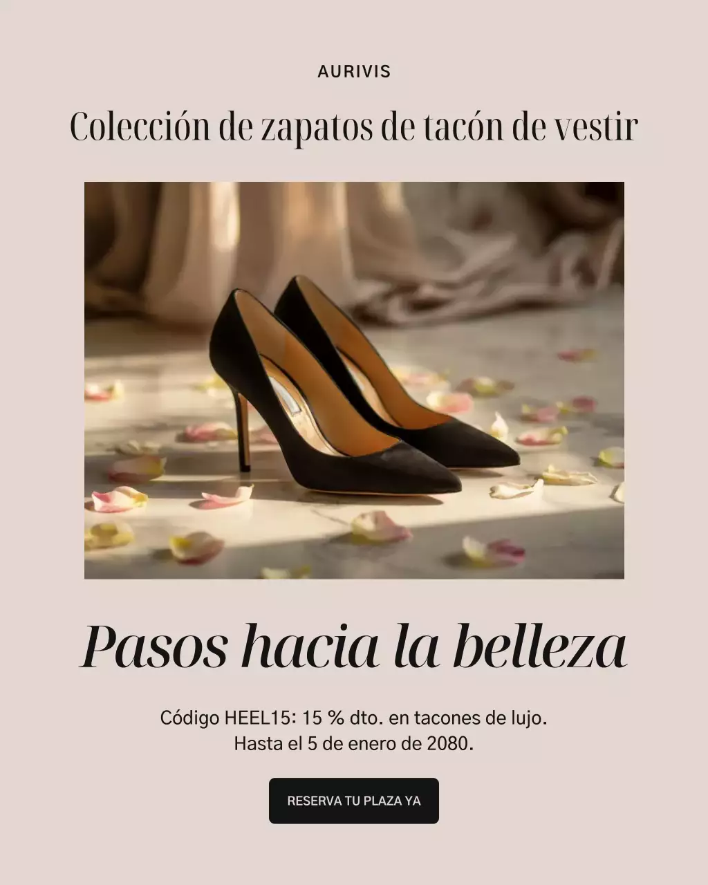 Publicación de Instagram para promocionar tacones negros elegantes