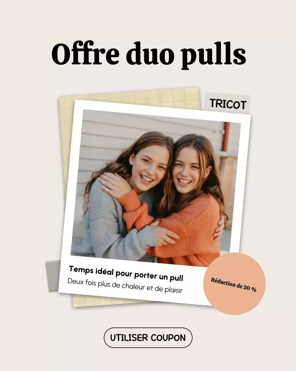 Publication Instagram de promotion de la mode moderne beige