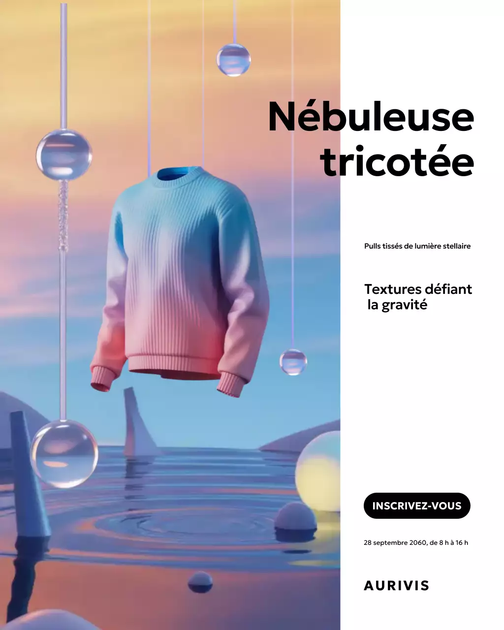 Publication Instagram sur un événement de mode futuriste arc-en-ciel