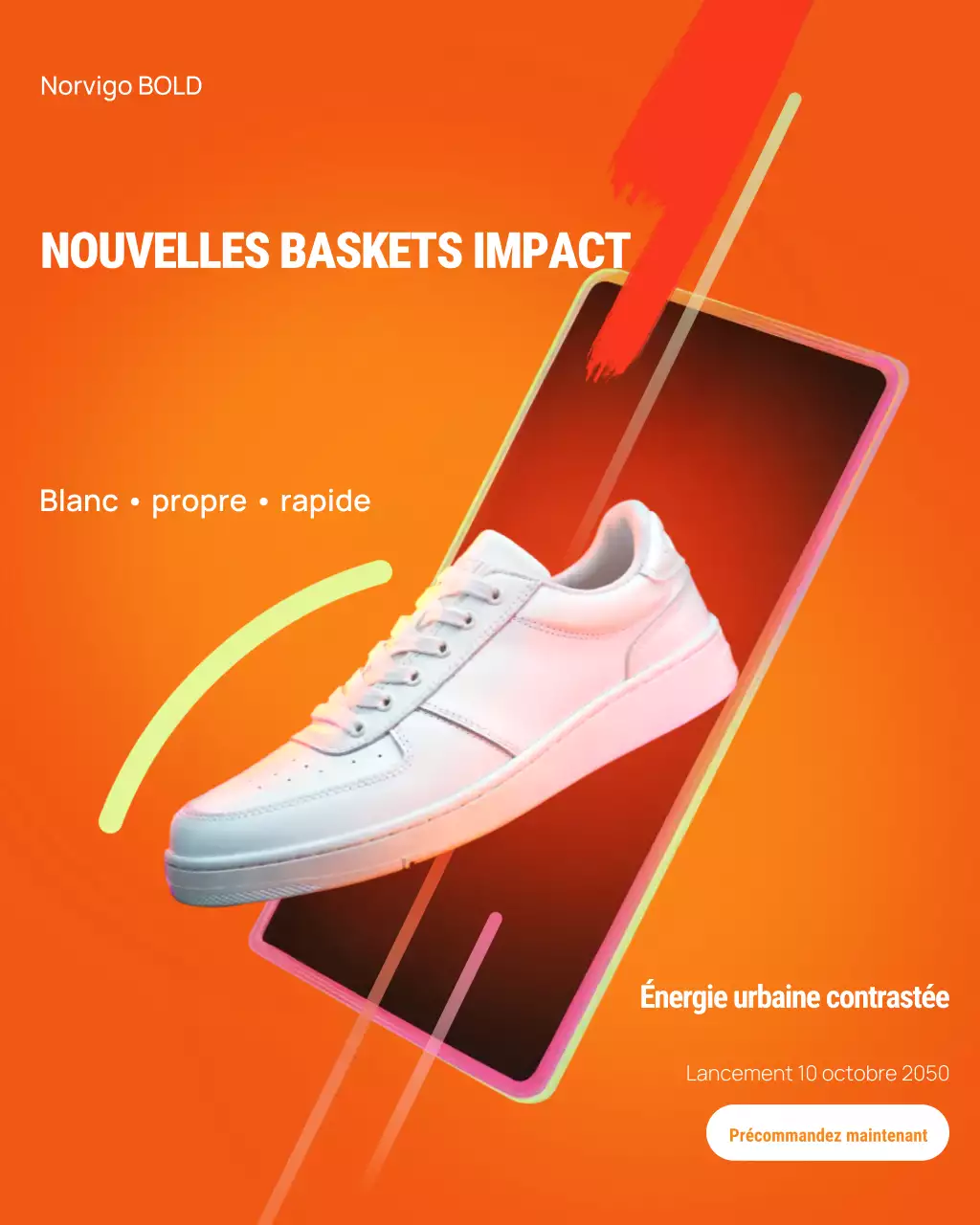 Publication Instagram promotionnelle sur les baskets modernes orange