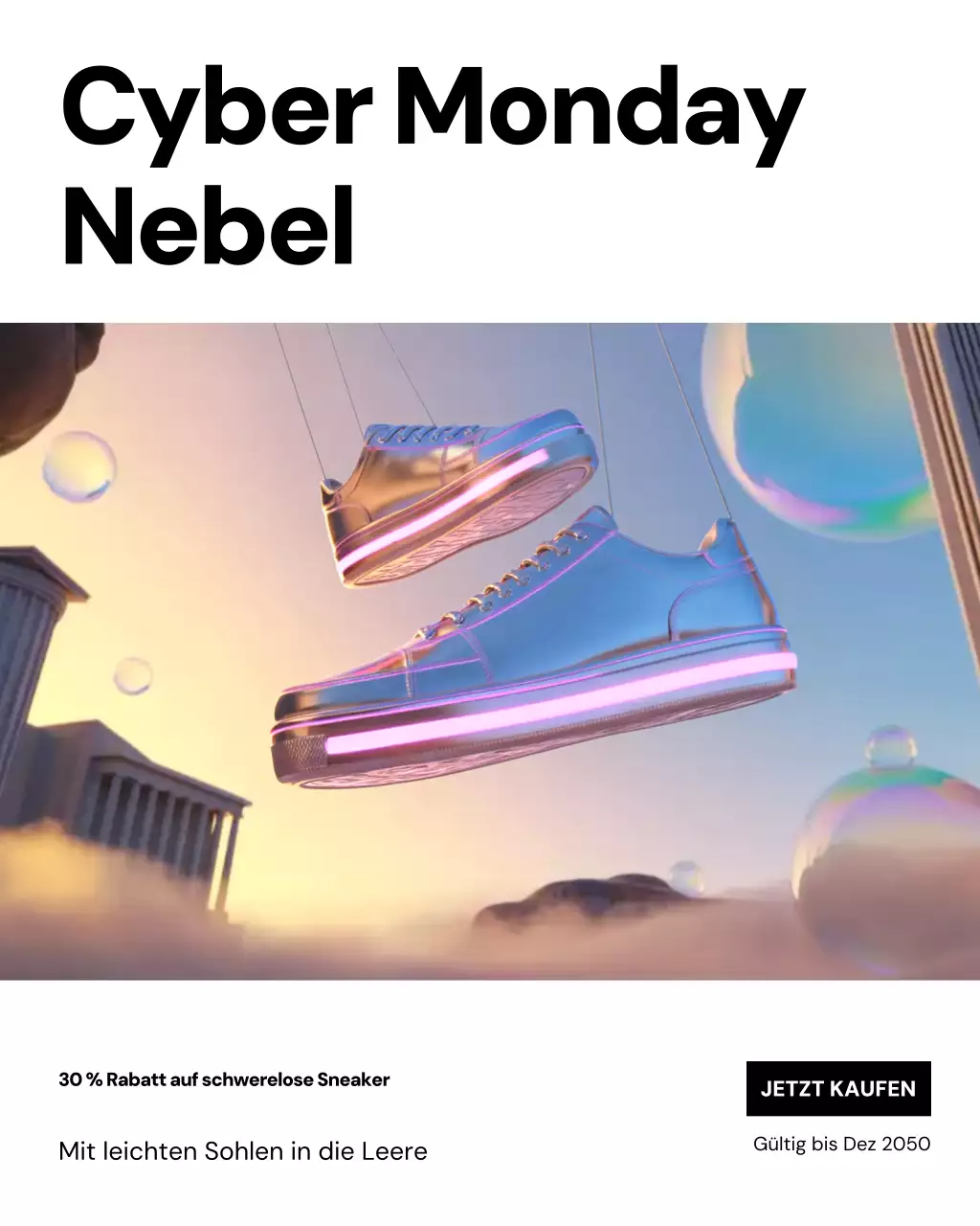 Instagram-Post zur Promotion für futuristische Regenbogen-Sneaker