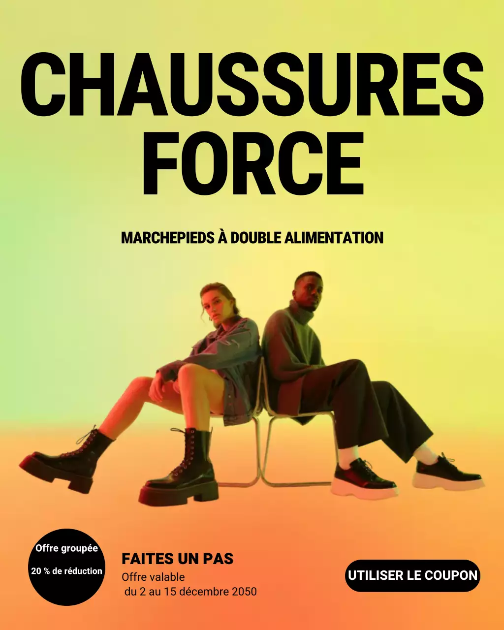 Publication Instagram promotionnelle sur les chaussures Yellow Bold