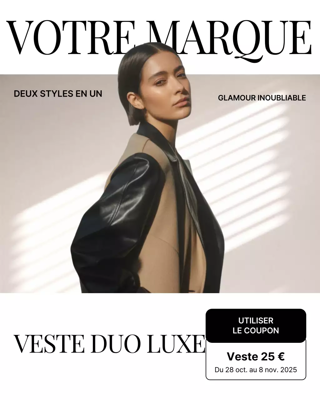 Publication Instagram de promotion de la mode moderne beige