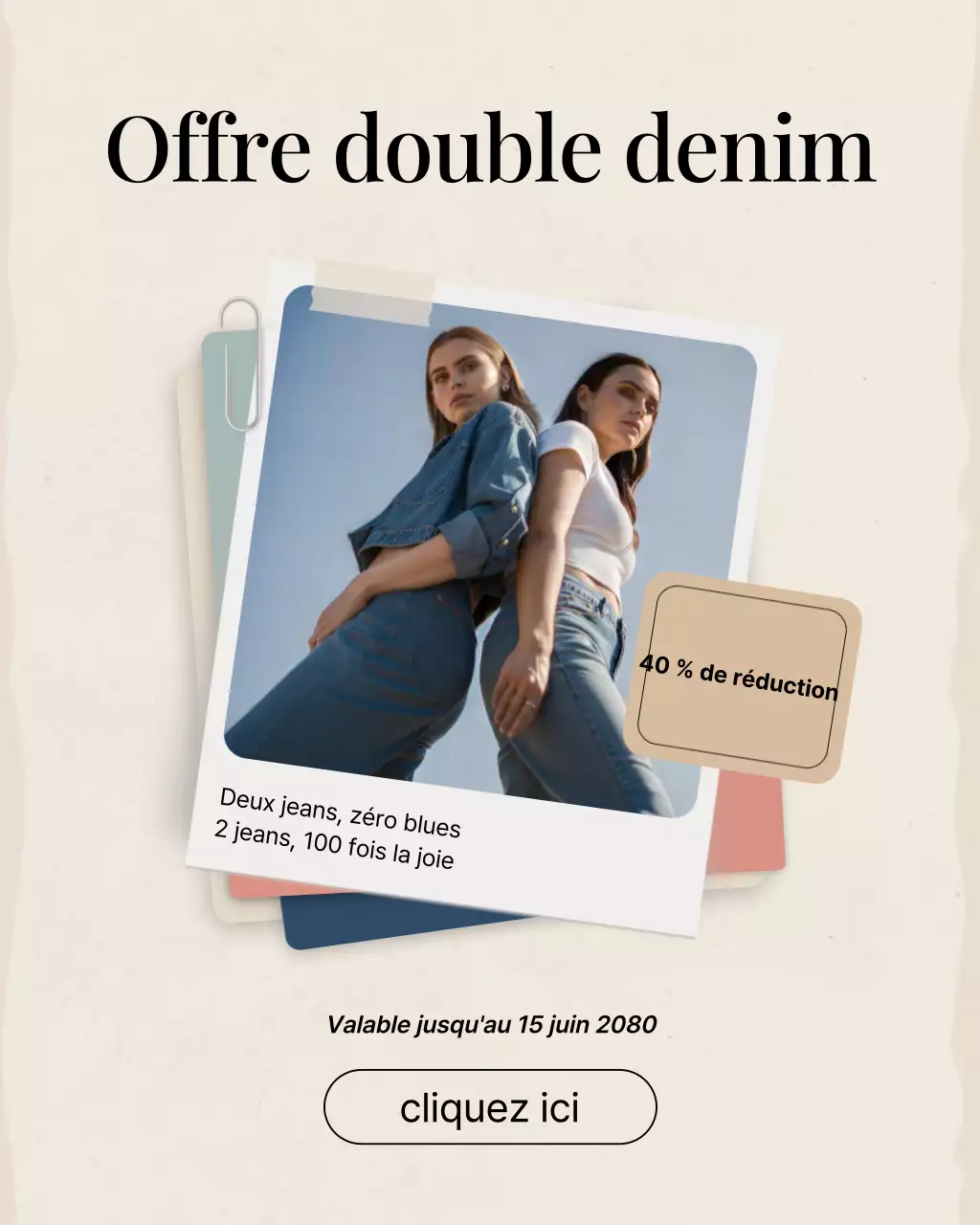 Publication Instagram promotionnelle sur la mode tendance bleue
