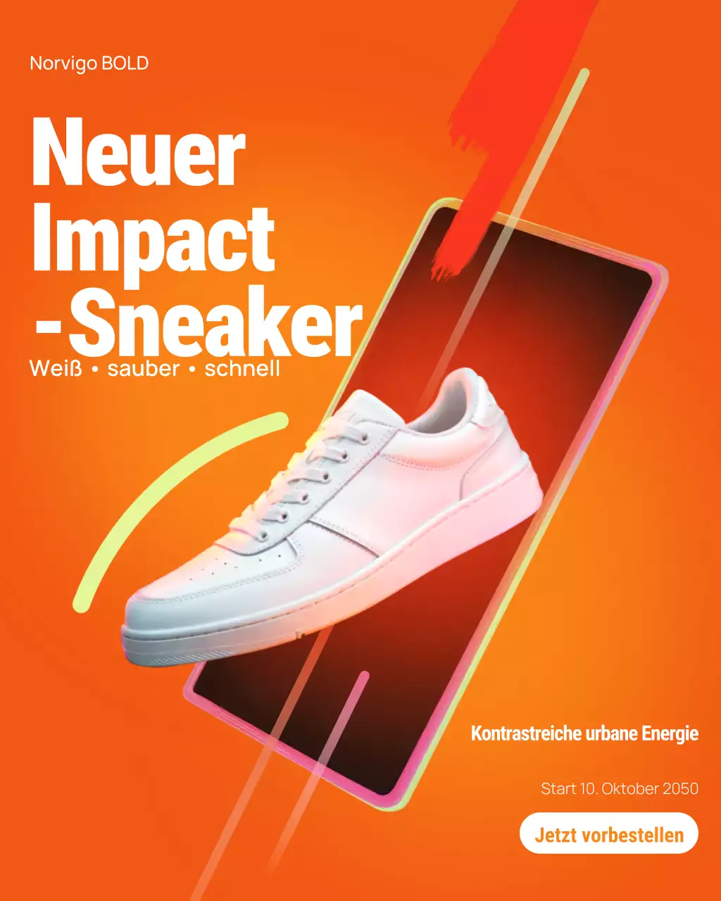 Instagram-Post zur Promotion von Orange Modern Sneaker