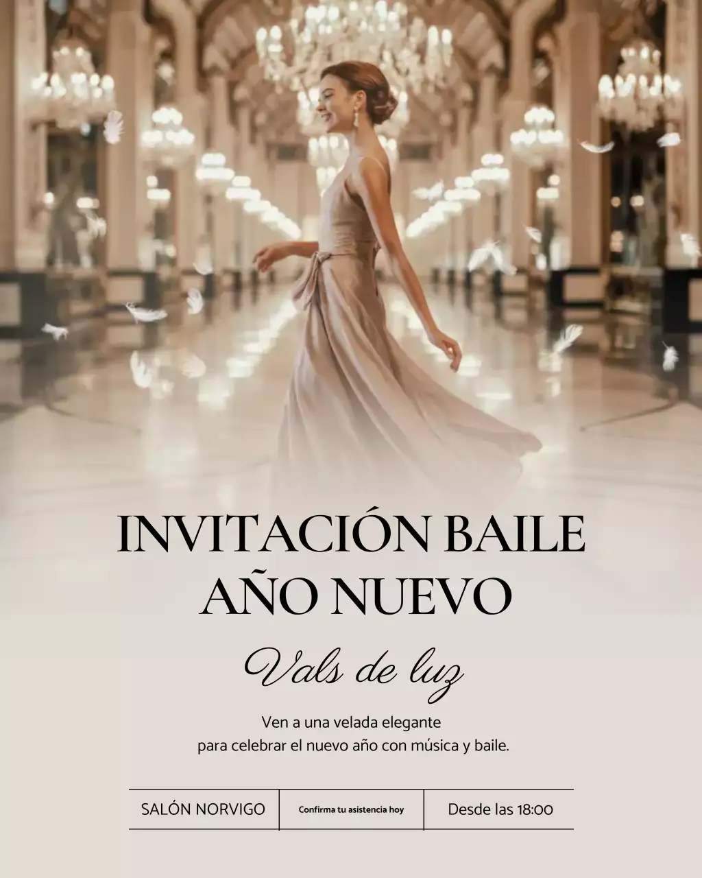 Invitación elegante de baile beige para Instagram