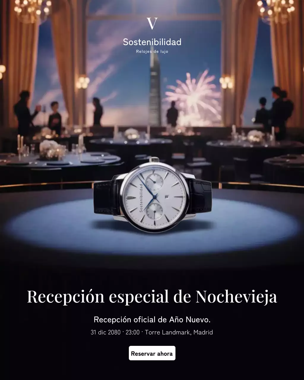 Publicación de Instagram sobre la promoción de un reloj de lujo negro