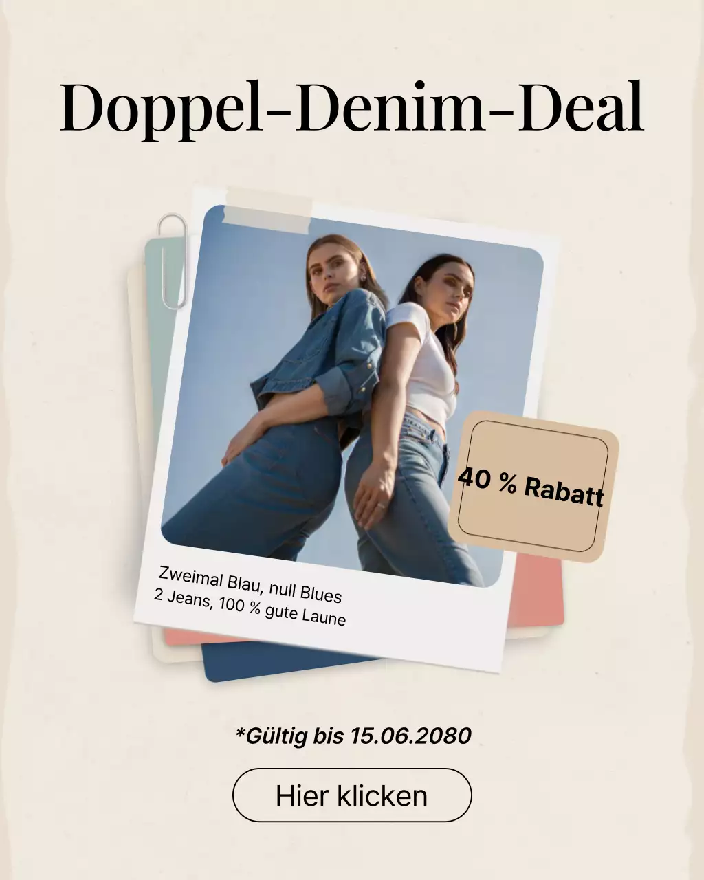 Blauer trendiger Fashion-Promotion-Instagram-Post