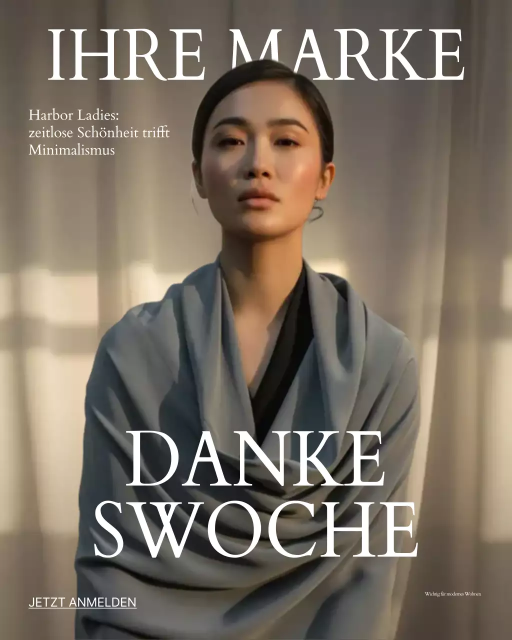 Instagram-Post zur Förderung minimalistischer Mode in Grau