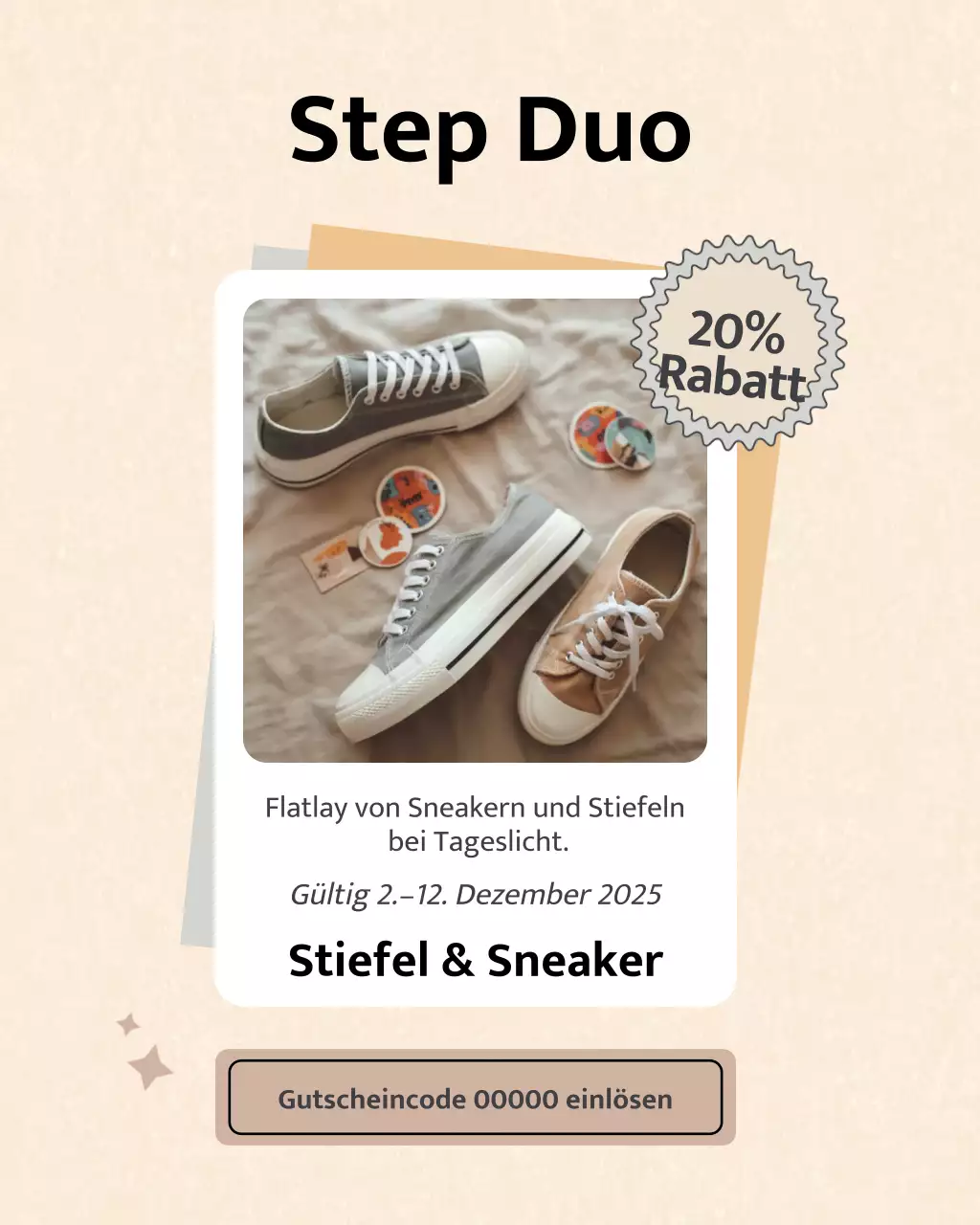 Instagram-Post zur Werbung für beige minimalistische Schuhe