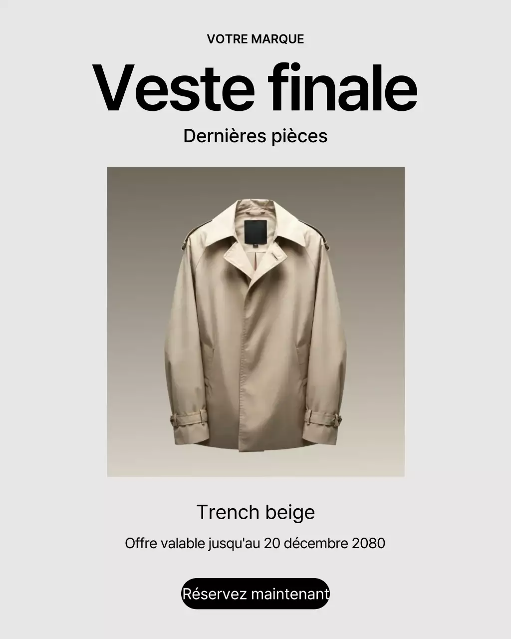 Publicité sur Instagram pour une veste classique beige
