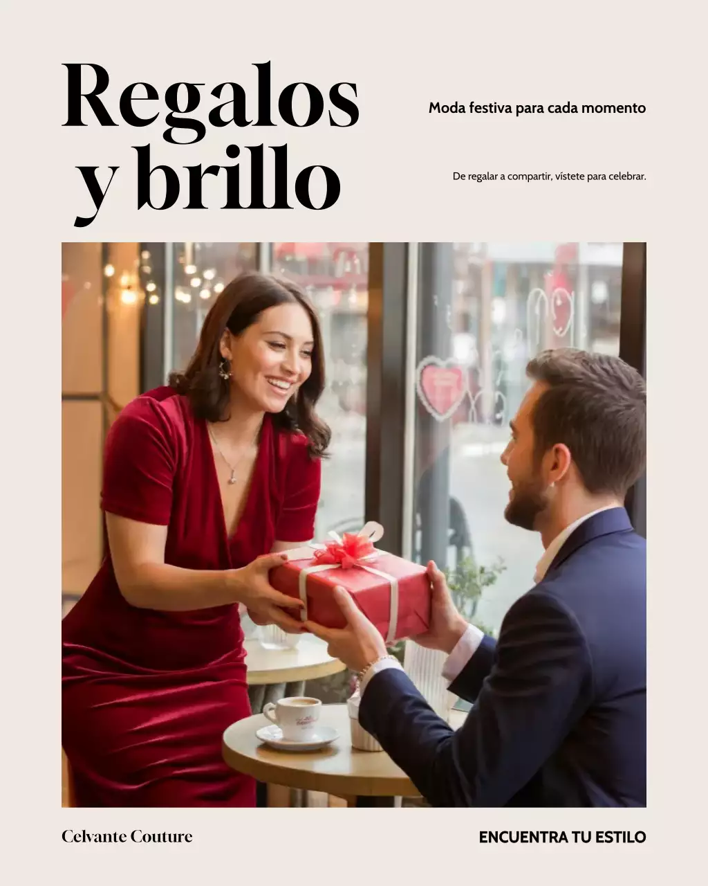 Publicación de Instagram de un elegante anuncio navideño en rojo