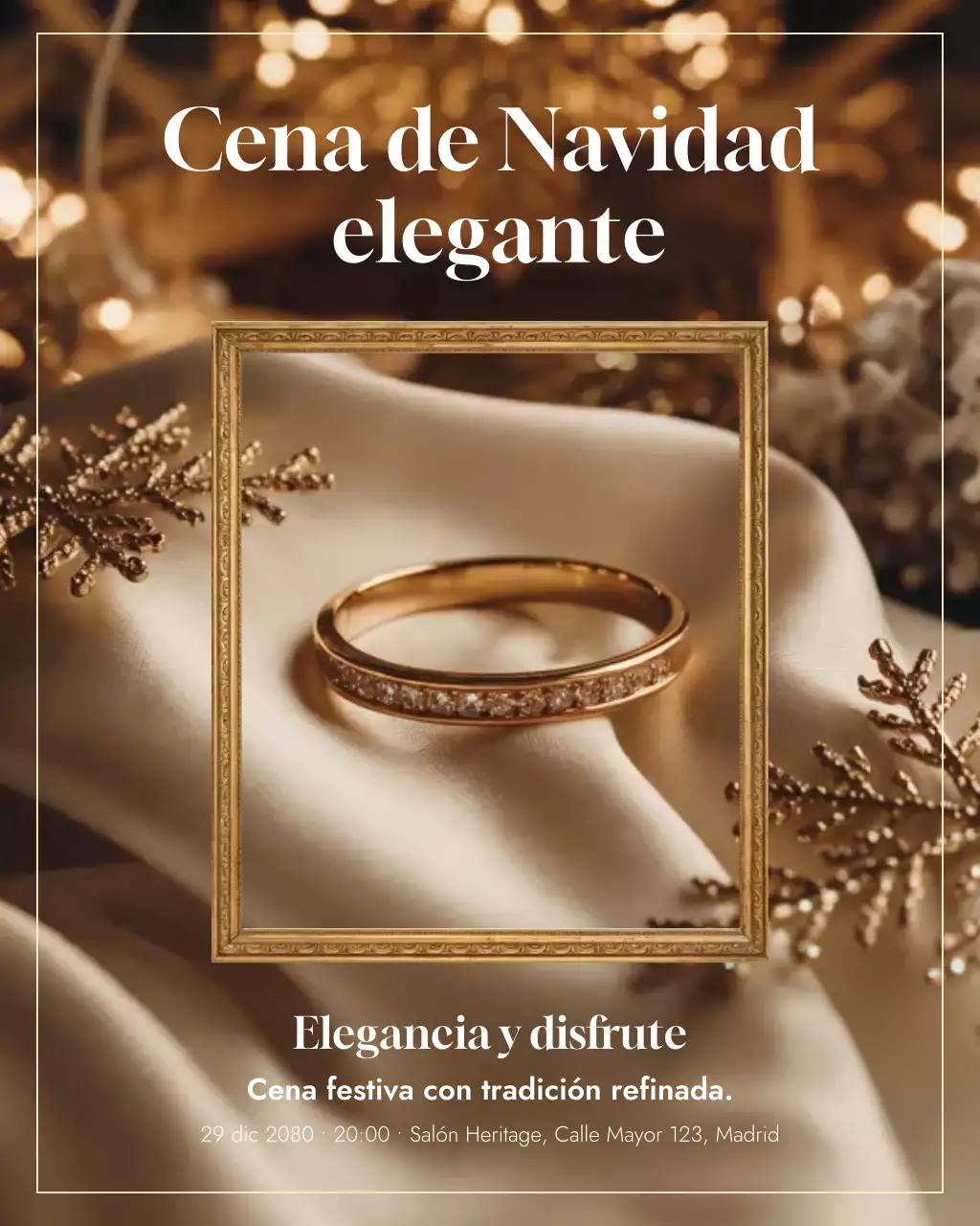 Invitación elegante navideña dorada para Instagram