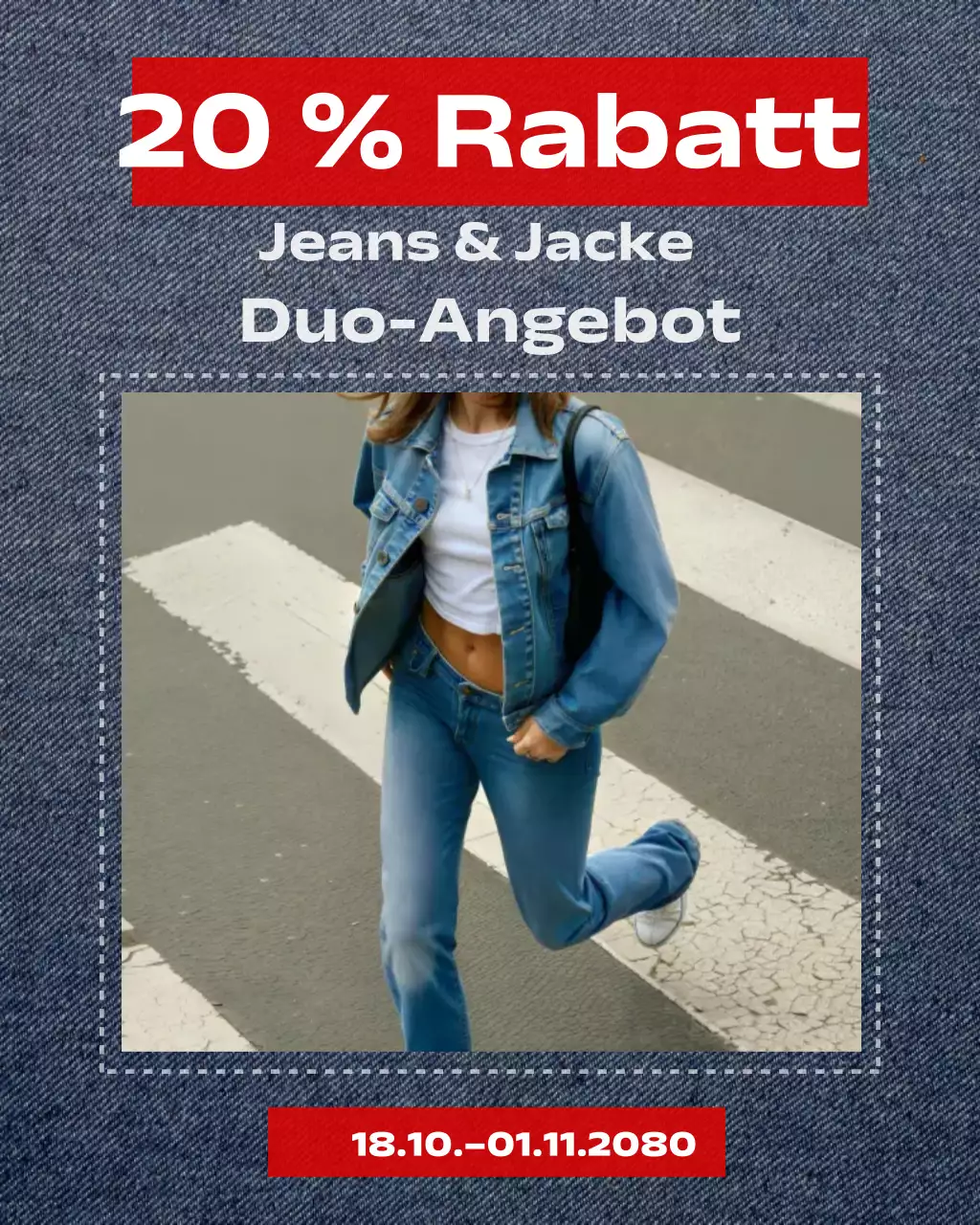 Blauer trendiger Fashion-Promotion-Instagram-Post